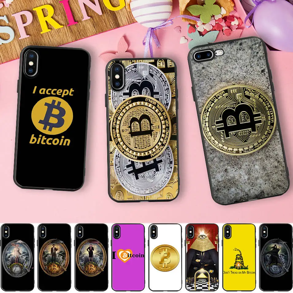 Мягкий силиконовый чехол I Love Биткоин с черными краями из ТПУ для мобильного