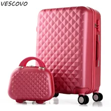 VESCOVO корейский чемодан на колесиках маленький свежий женский Дорожный чемодан набор 2" 24" 2" дюймов ABS чемодан на колесиках