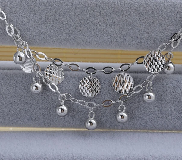 925 стерлингового серебра браслет цепочка на руку с парящее украшение из бисера и диска(нм/NS