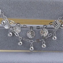 925 стерлингового серебра браслет цепочка на руку с парящее украшение из бисера и диска(нм/NS