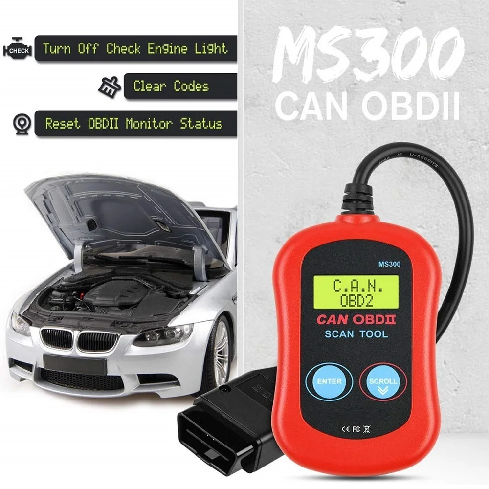 MS300 OBD2 OBDII сканер код ридер Расширенный может диагностический инструмент сканирование выключить контрольный светильник двигателя проверить состояние монитора
