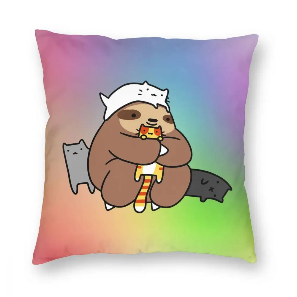 

Sloth Love Cats Pattern Throw Pillow Covers Square Pillows Case Decorative Bedroom Livingroom Sofa