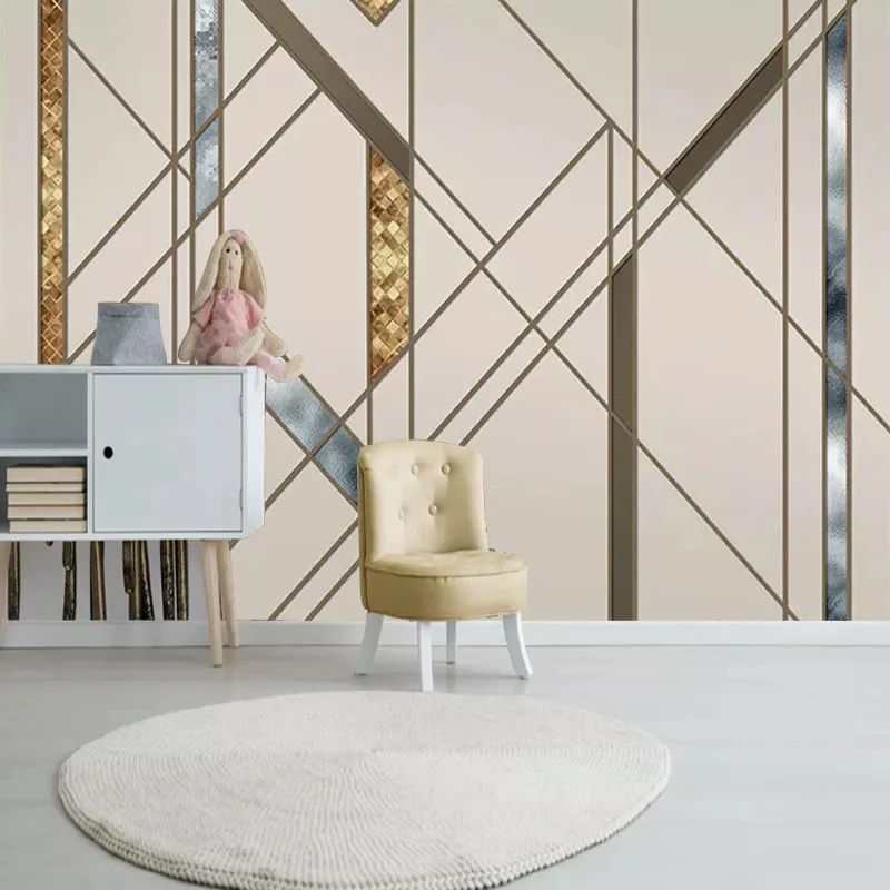 

Customizable Scandinavian Minimalist Cool Abstract Geometry Lines Square Living Room Bedroom Sofa TV Background Wallpaper Mural