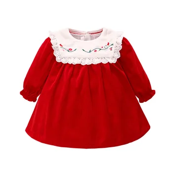 

Kids Dresses for Girls 2019 Autumn New Long Sleeve Velvet Embroidered Lace Princess Dress Children's Clothing Vestido Infantil