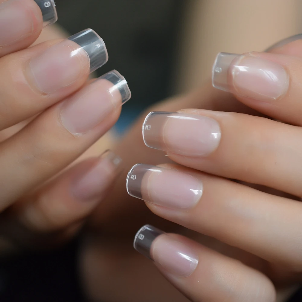 Medium Matt Transparent Salon Nail Art Tips Clear Square Diy Press On  Manicure Acylic False Nails Kit 24 - False Nails - AliExpress