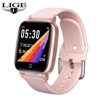

LIGE New Thermometer Smart Watch Women Heart Rate Blood Pressure Health Monitor IP67 Waterproof Sport Multifunction Smartwatch