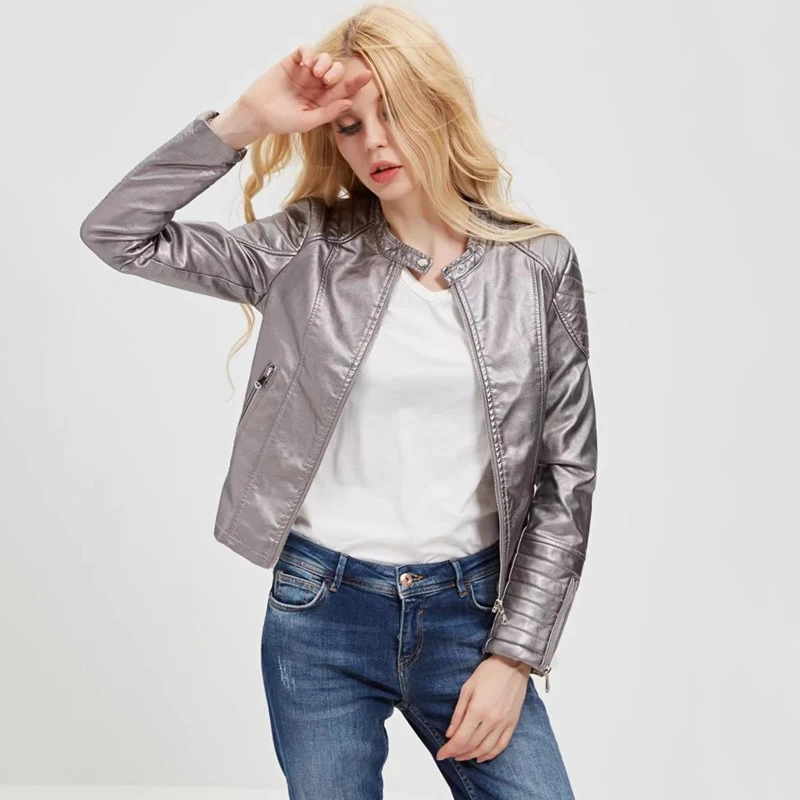 Куртка TMODA292 женская из искусственной кожи мотоциклетная верхняя одежда