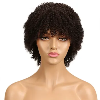 

Joedir Short Curly Human Hair Wigs Colored Kinky Curly Human Hair Wigs For Women Brazilian Remy Ombre Black Human Hair Full Wig