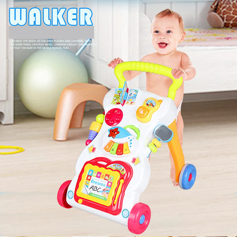 

High Quality Baby Walker Toys Multifuctional Toddler Trolley Sit-to-Stand ABS Musical Walker with Adjustable Screw for Toddler