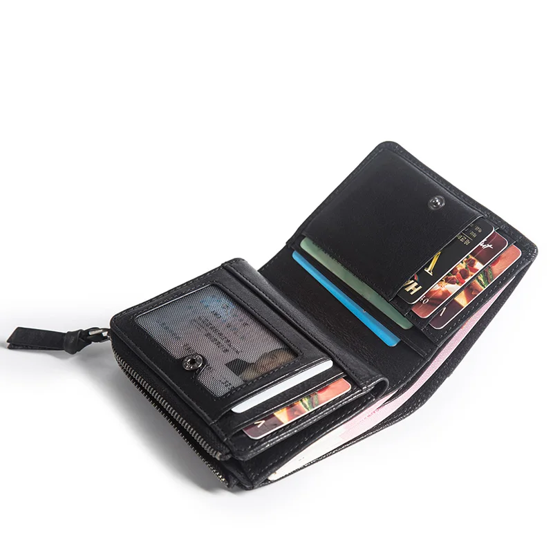 AETOO винтажный кошелек, мужской и женский Вертикальный кожаный кошелек, кожаный многофункциональный карман на молнии, трендовые Короткие