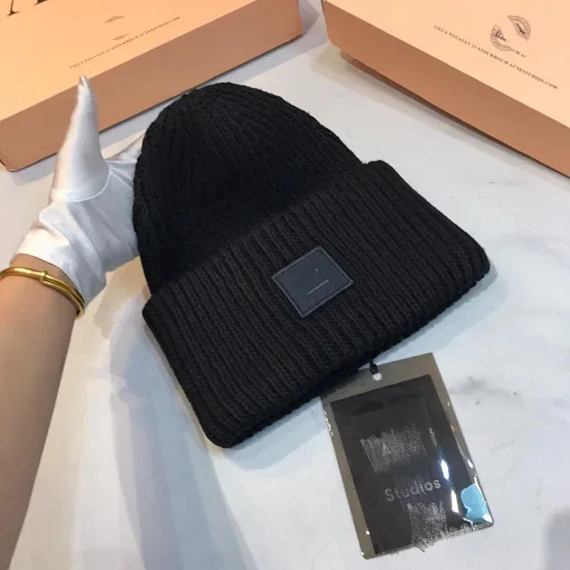 AC Studios Smiling face Beanie Skull Caps knitted Cashmere Eye Warm Couple Lovers Acne Hats Tide Street Hip-hop Wool Cap Adult