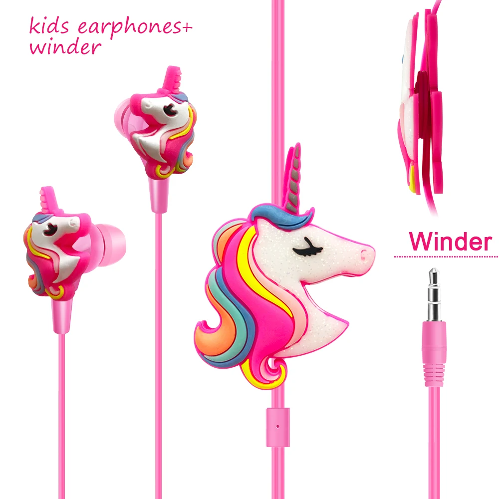 Colorful Unicorn Wired Headphones With Cable Organizer