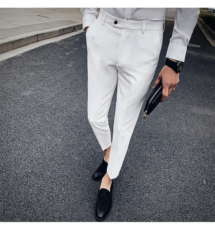 Весна британский стиль сплошной костюм брюки мужские Pantalon Hombre горячая Распродажа уличная Мужская брюки деловой строгий костюм мужские штаны