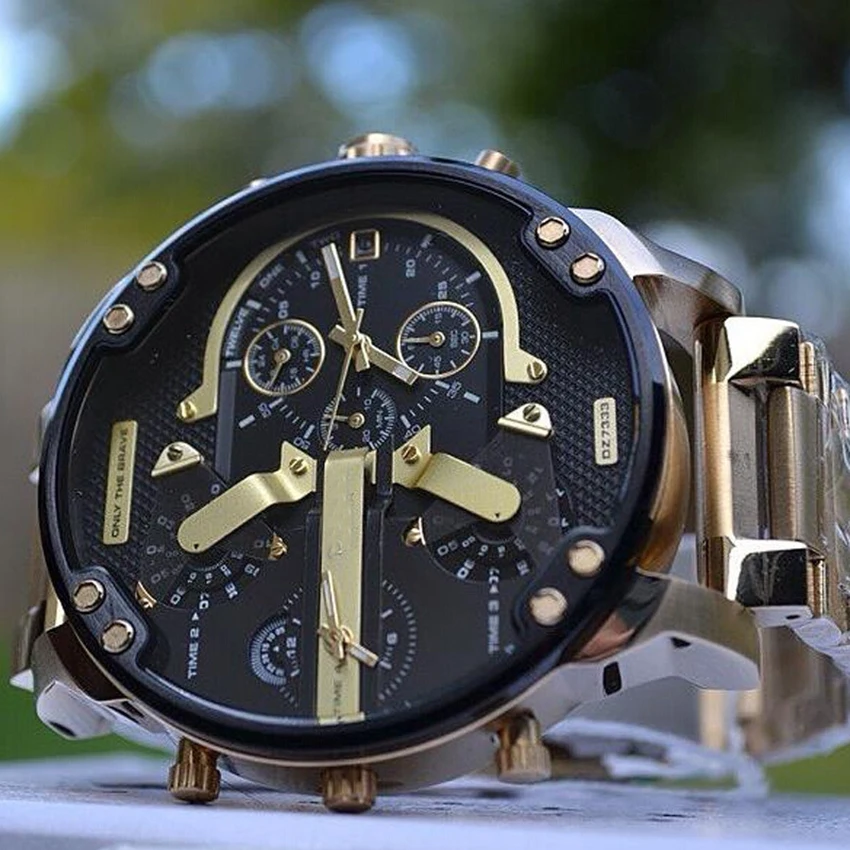 Мужские часы Топ бренд класса люкс Большой циферблат золотые черные кварцевые часы мужские водонепроницаемые золотые мужские наручные часы Мужские часы подарки