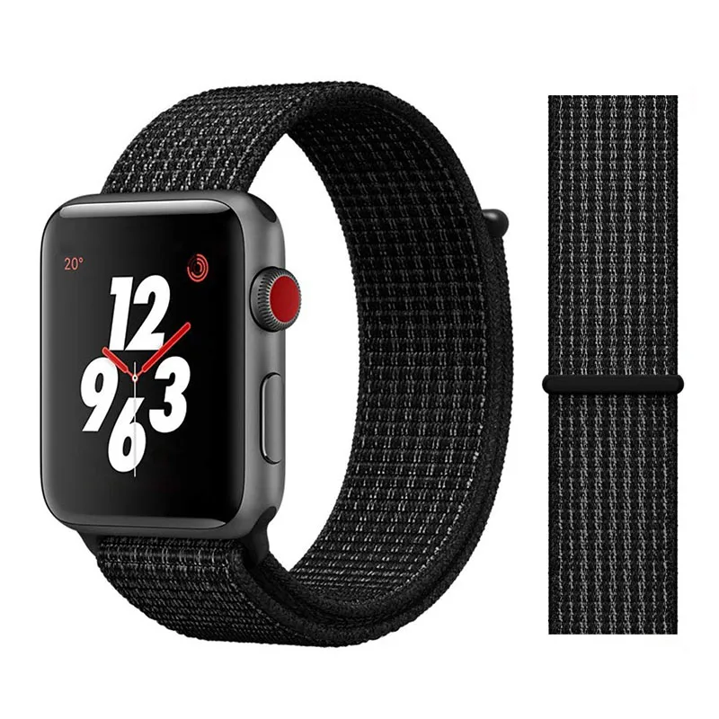 Joyozy для Apple watch, ремешок, нейлоновый, спортивный, петля, запястье для IWatch Series4, 3, 2, 1, цветной узор, классическая пряжка - Цвет ремешка: Black White