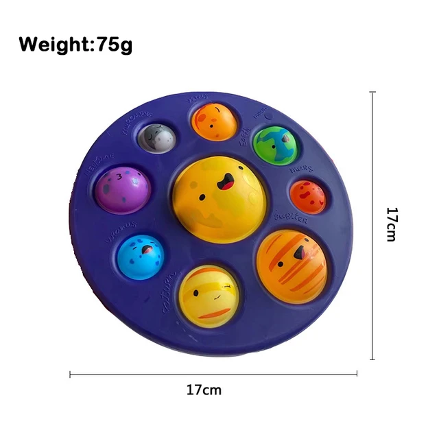 17cm Planet Fingers Press Bubbles Decompress Eight Planets Seven Continents Eight Oceans Solar System Squeeze Soft Fidget Toys 2