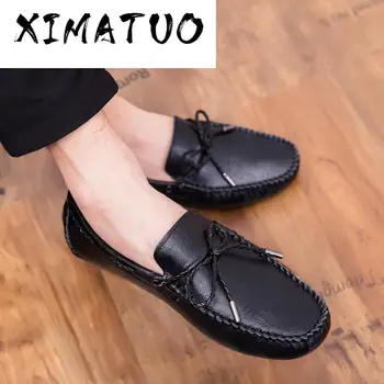 

New Casual men shoes breathable fashion wedding Male Flats split leather solid black breathable adult loafers party Dress shoes