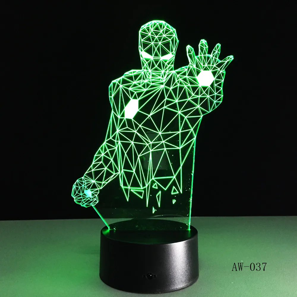 Крутой герой Marvel Железный человек половина светодиодный 3d-ночник настольная лампа многоцветный RGB luminaria Рождество Домашний Декор дети подарок игрушки 37
