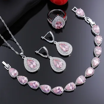 

SUPPLY CIRCULAR WATER DROPLETS BRACELET 3 A ZIRCON BRIDE EARRINGS NECKLACE JEWELRY JEWELRY FOUR-PIECE SUIT DINNER