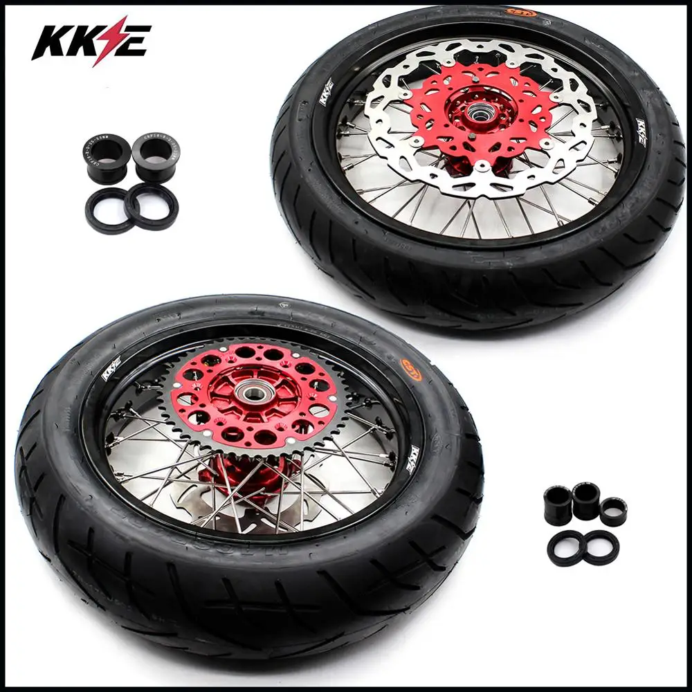 KKE 3 5/4 25 Cush Drive Supermoto набор колес CST шины для Honda CRF250R 2004 2013 CRF450R 2002 2012 44T красная
