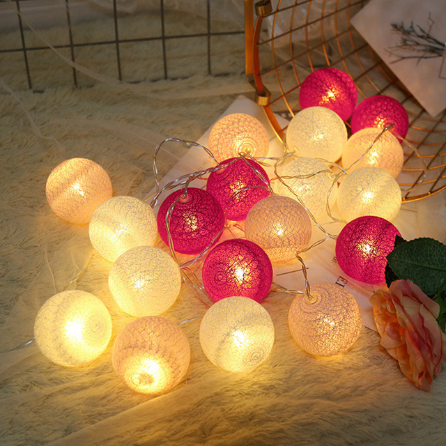 20 LED Cotton Ball Garland Lights String Christmas Xmas Outdoor Holiday Wedding Party Baby Bed Fairy Lights Decorations