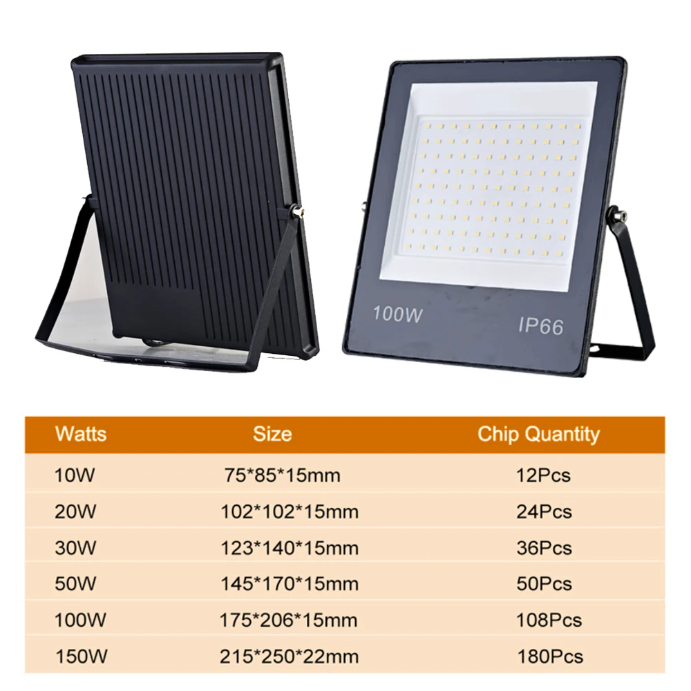 LED Flood Light IP66 Waterproof 220V 10W 20W 30W 50W 100W 150W Outdoor Garden Projector Lighting Spotlight Wall Floodlights 3