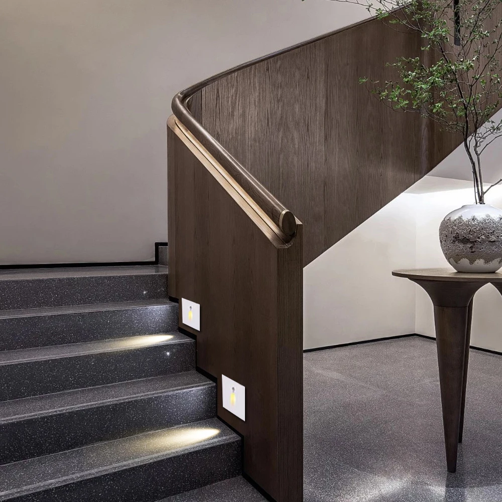 Recessed led 단계 빛 자기 벽 램프 복도 베란다 통로 벽 코너 램프 교체 패널에 대 한 3 w 센서 계단 램프