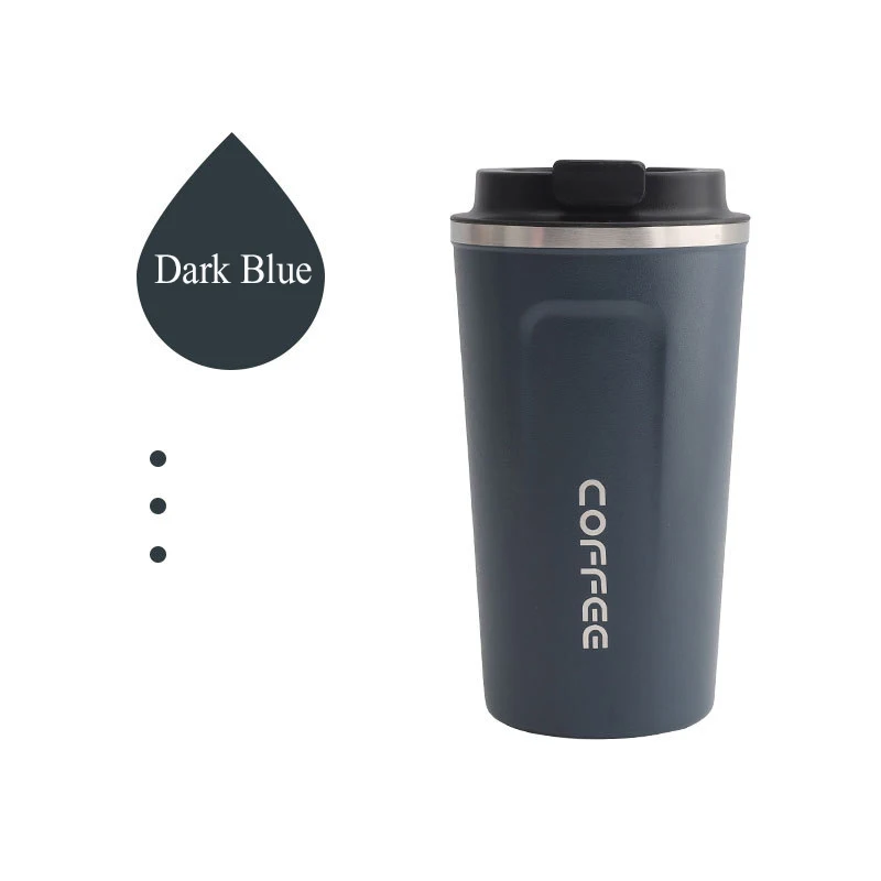 380 мл/510 мл двойной 304 нержавеющая сталь кофе утолщенный термос кружка колба бизнес путешествия бутылка для воды подарки для влюбленных - Цвет: Dark Blue