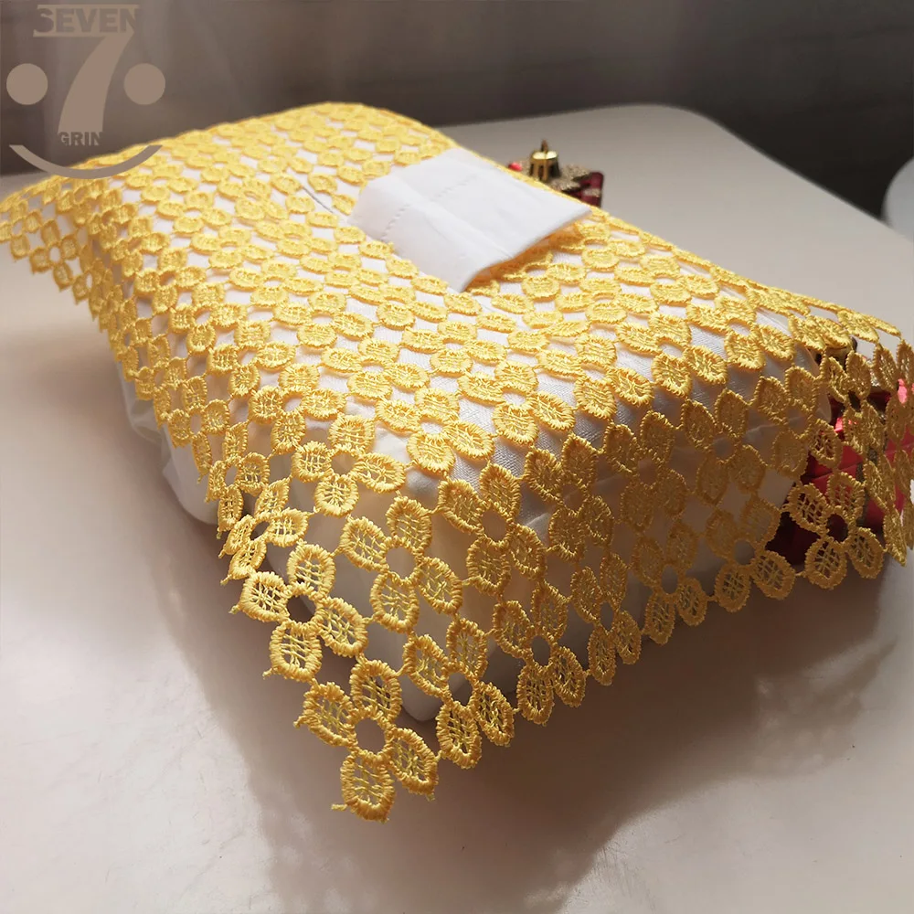 yellow Винтажный стиль серый/желтый плед полиэфирная вышитая коробка для салфеток чехол для большой коробки для салфеток - Цвет: yellow