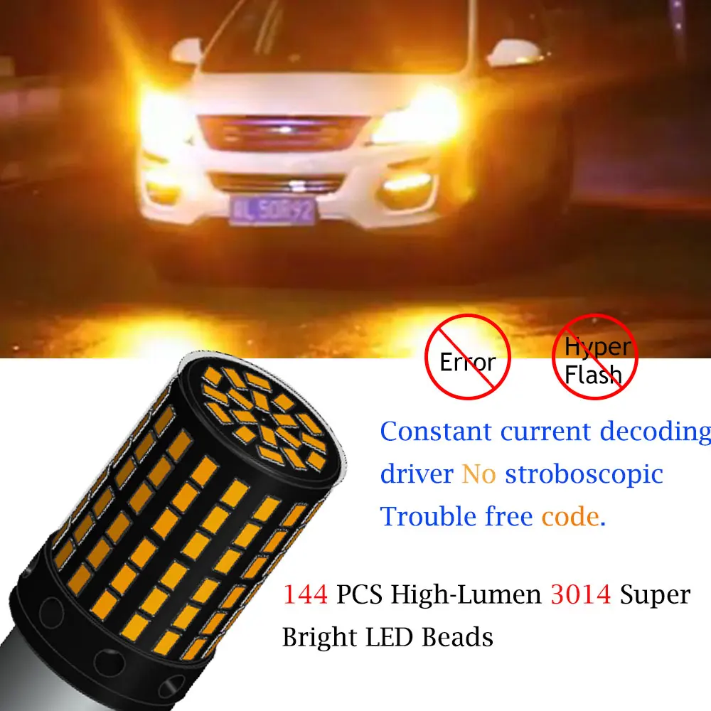 10 шт. BA15S светодиодный Canbus P21W PY21W светодиодный BAU15S безотказные лампы T20 7440 W21W WY21W автомобильные указатели поворота Белый Красный Янтарный Желтый