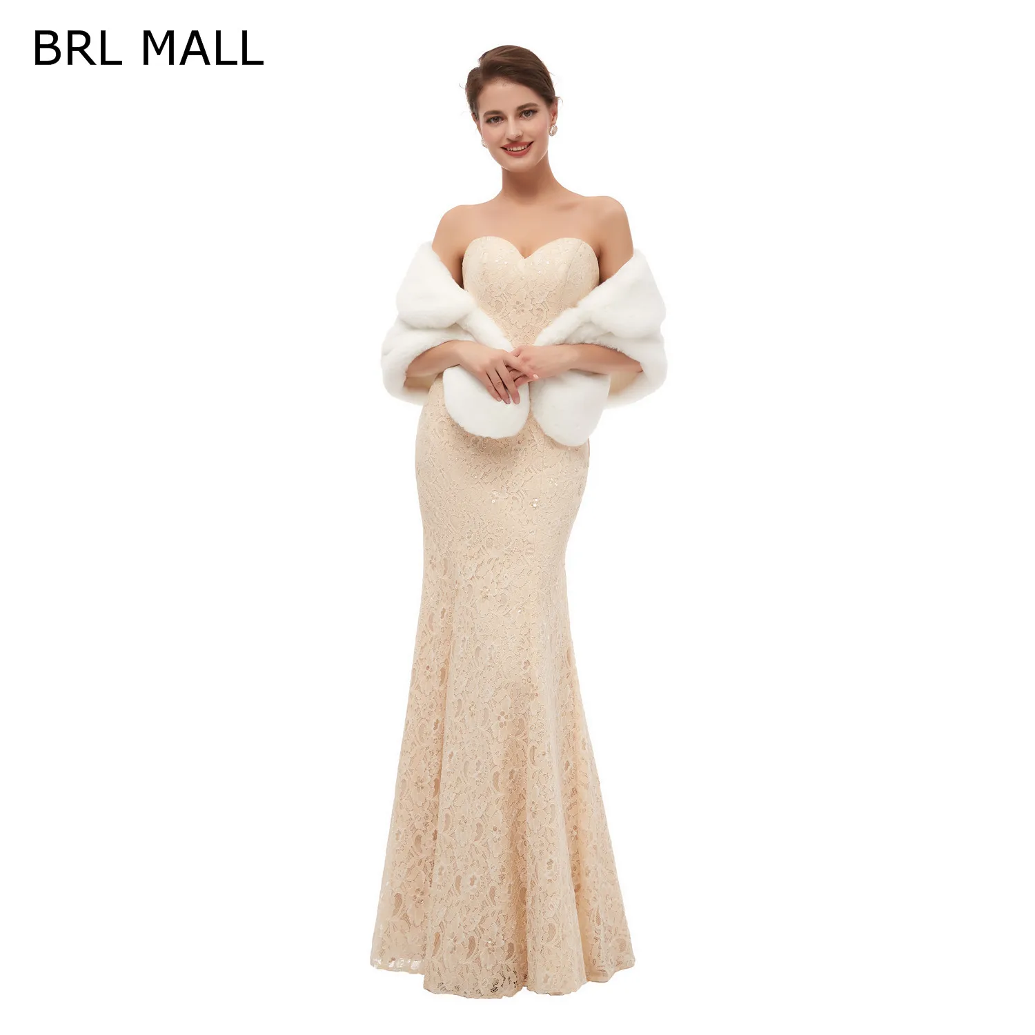 BRL MALL 155*45 см размера плюс белая женская меховая Наплечная накидка Свадебные Шали накидка из искусственного меха свадебное пальто Шраг Boleros PJ19199