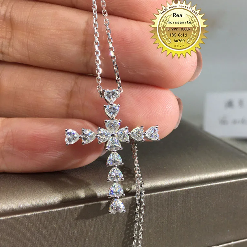

Одноцветное Au750 18K золотое ожерелье 2.8ct moissanite Diamond DVVS цвет с национальным сертификатом 004