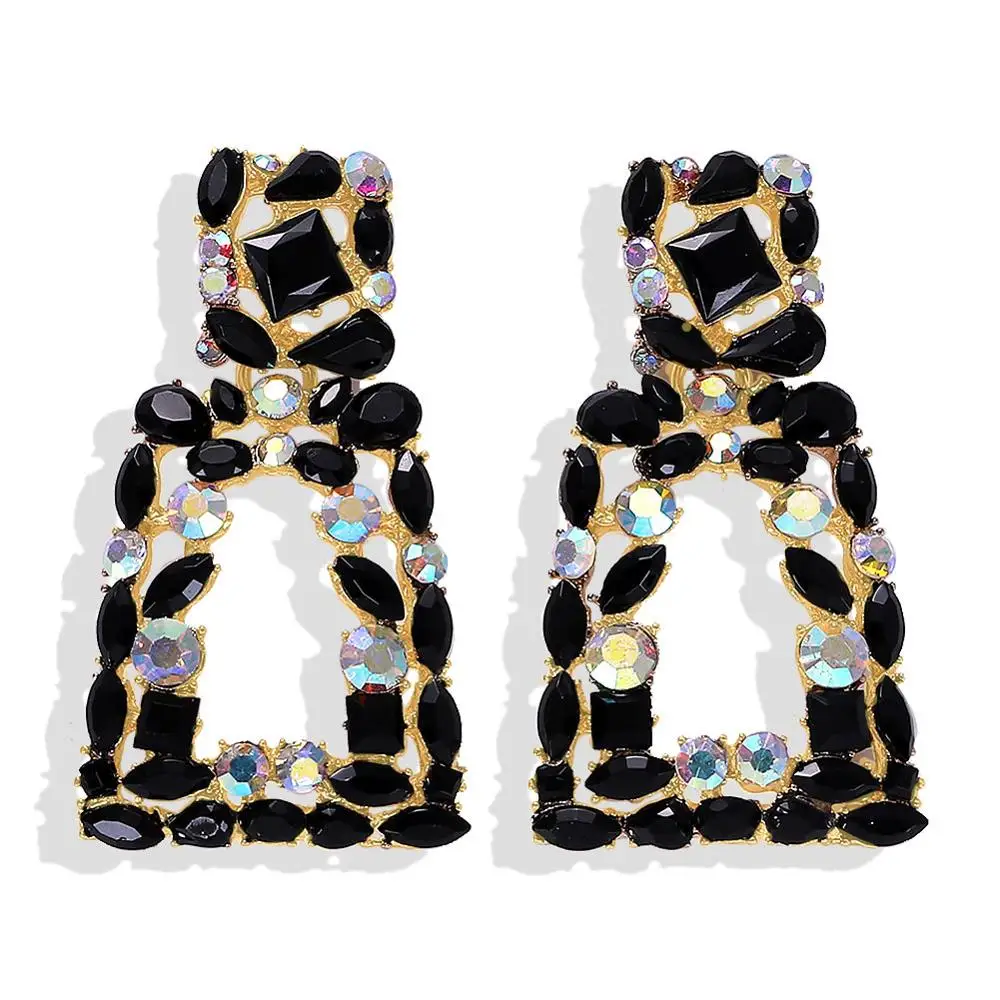 Miwens Дизайн Романтические Кристальные красочные серьги с квадратной подвеской женские металлические стразы массивные серьги ювелирные изделия Pendientes - Окраска металла: 18