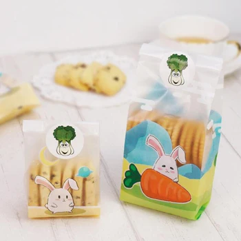 

Long Ear Rabbit Rabbit Cookie Bags Candy Package Easter Favors Packaging Seals Stickers Biscuit Gift Pastry Tool Snack Decor