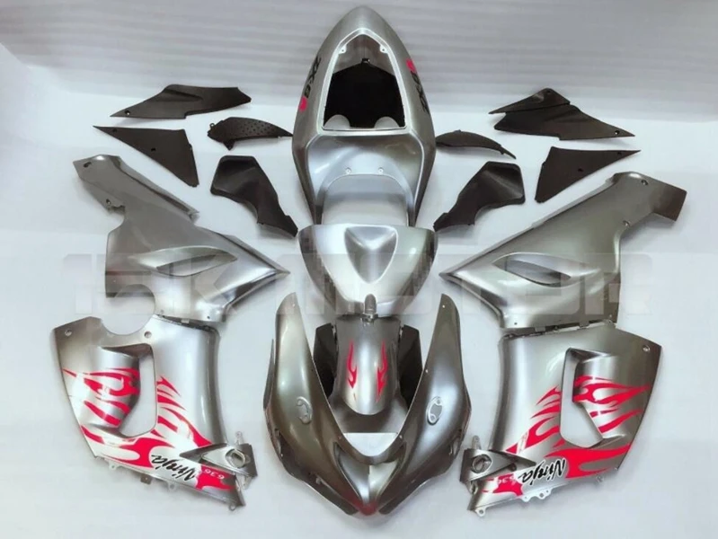 

New Style ABS Motorcycle Full Fairings Kit Fit for kawasaki Ninja ZX6R 636 2005 2006 05 06 6R ZX-6R 636cc Custom Red silver