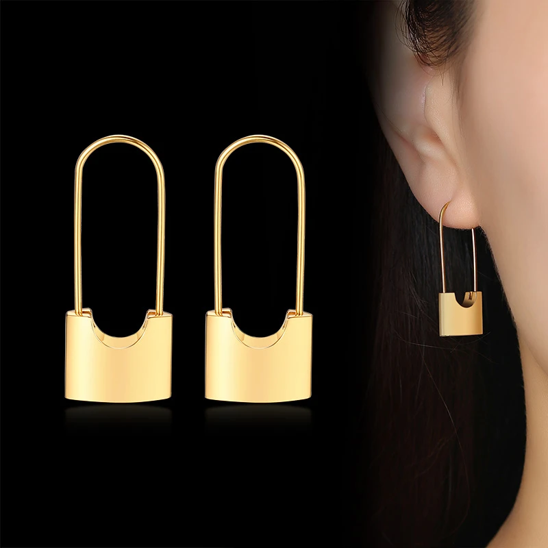 

Chic Lock Dangle Earrings for Women Minimalist Stainless Steel Drop Earring Birthday Party Jewelry