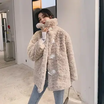 

Women 2020 Autumn Winter Faux Fur Jacket Female Wool Teddy Coat Loose Casual Overcoat Long Sleeve Vintage Outerwear Mujer G592