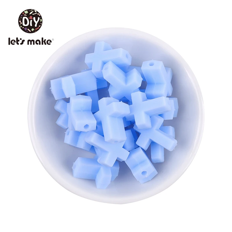 Let's Make Силиконовые Прорезыватели для зубов, 10 шт., Пищевая силиконовая Прорезыватель для зубов, сделай сам, пустышка, клипсы, цепочки, Детские Прорезыватели, бусины - Цвет: Candy Blue