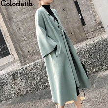Colorfaith, новинка, Осень-зима, женские куртки, вязанные, теплые, корейский стиль, элегантные, повседневные, длинное пальто, верхняя одежда для девушек, SWC8281