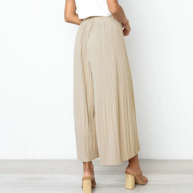 2019 Новое поступление Женские повседневные плиссированные широкие брюки цвета