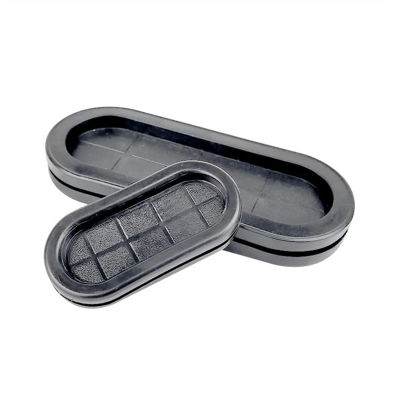 1/5/10Pcs Groove Black Synthetic Rubber Oval Shape Double Sided Wires