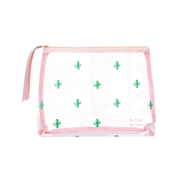 

Cute Printing PVC Girls Cosmetic Bag Fresh Type Transparent PVC Zipper Travel Makeup Bag Portable Waterproof Toiletry Case