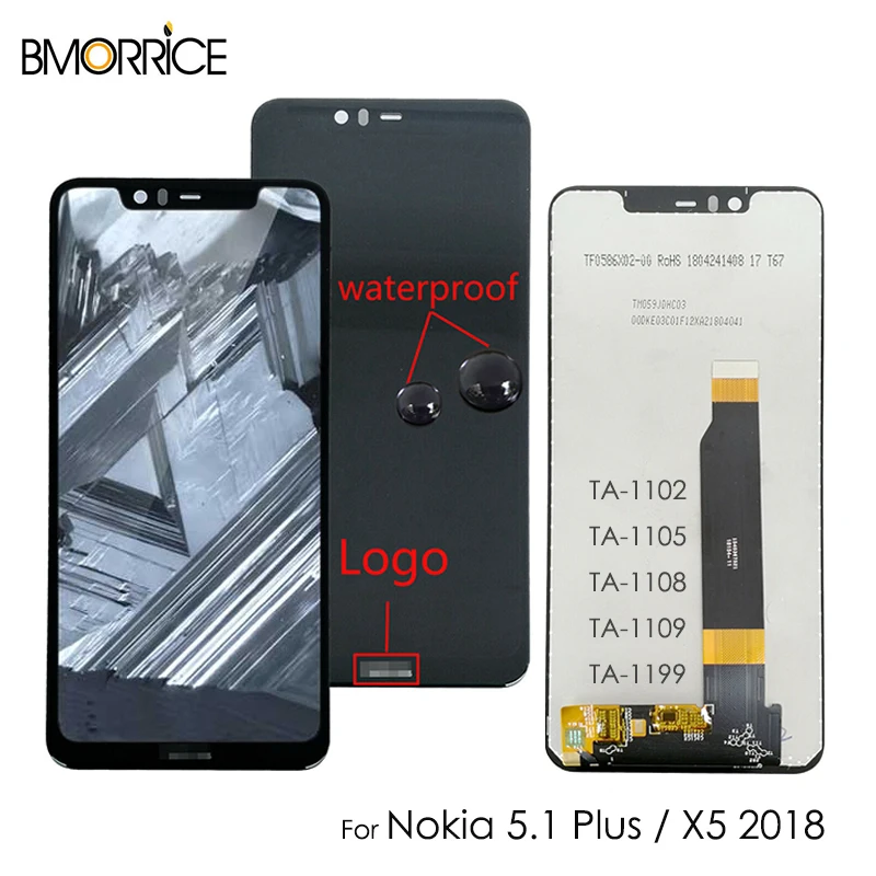 Najtaniej Dla Nokia 5.1 Plus TA 1102 1105 1108 1109 wyświetlacz LCD montaż digitizera ekranu dotykowego dla Nokia 5X2018 TA 1199 wymiana LCD