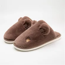 Обувь; мужские тапочки; зимние тапки; zapatos de hombre; мужские теплые домашние тапочки на плоской платформе с медвежьими ушками; домашние тапочки для всей семьи