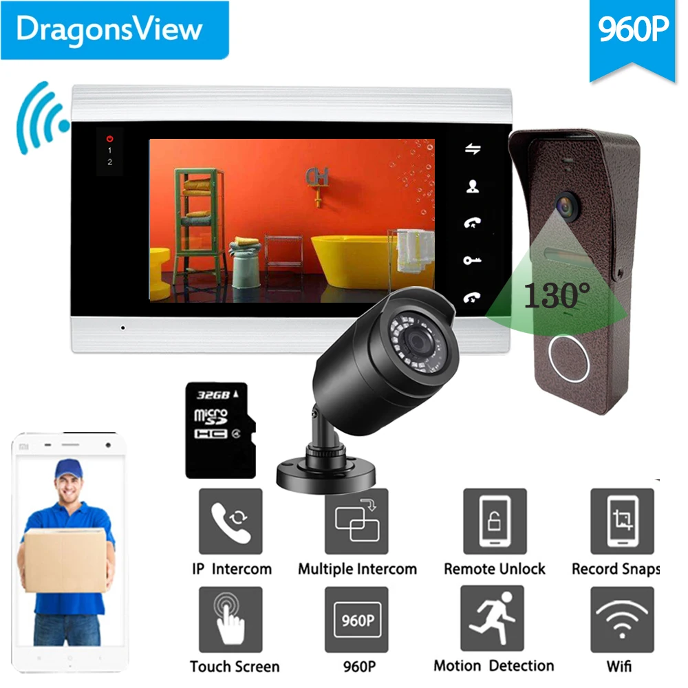 Видеодомофон Dragonsview с Wi-Fi умная Беспроводная система видеонаблюдения камерой