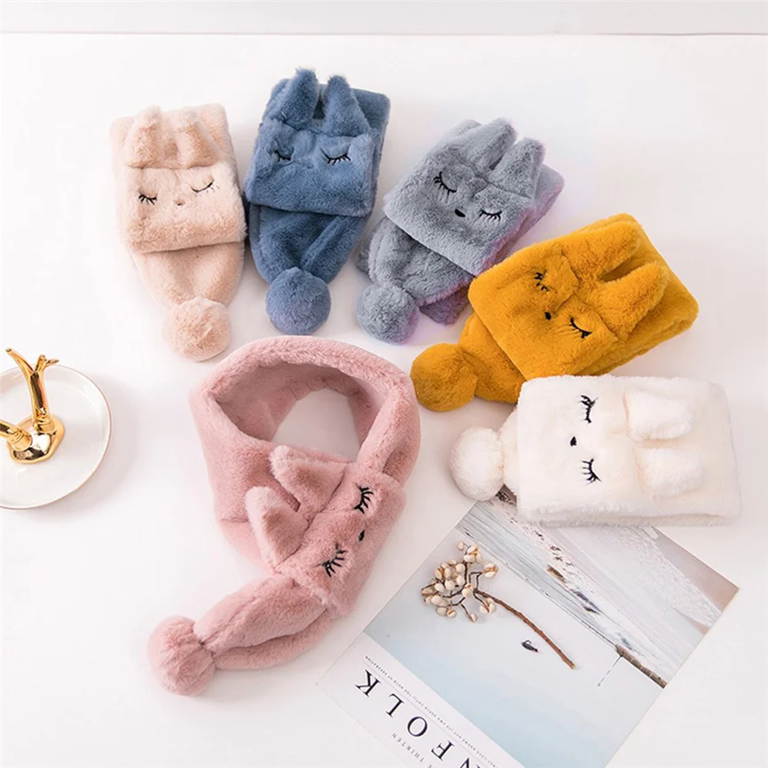Baby Scarf Warm Children Kids Boys And Girls Velvet Cute Cartoon Rabbit Keep Soft Wraps Scarves | Детская одежда и обувь
