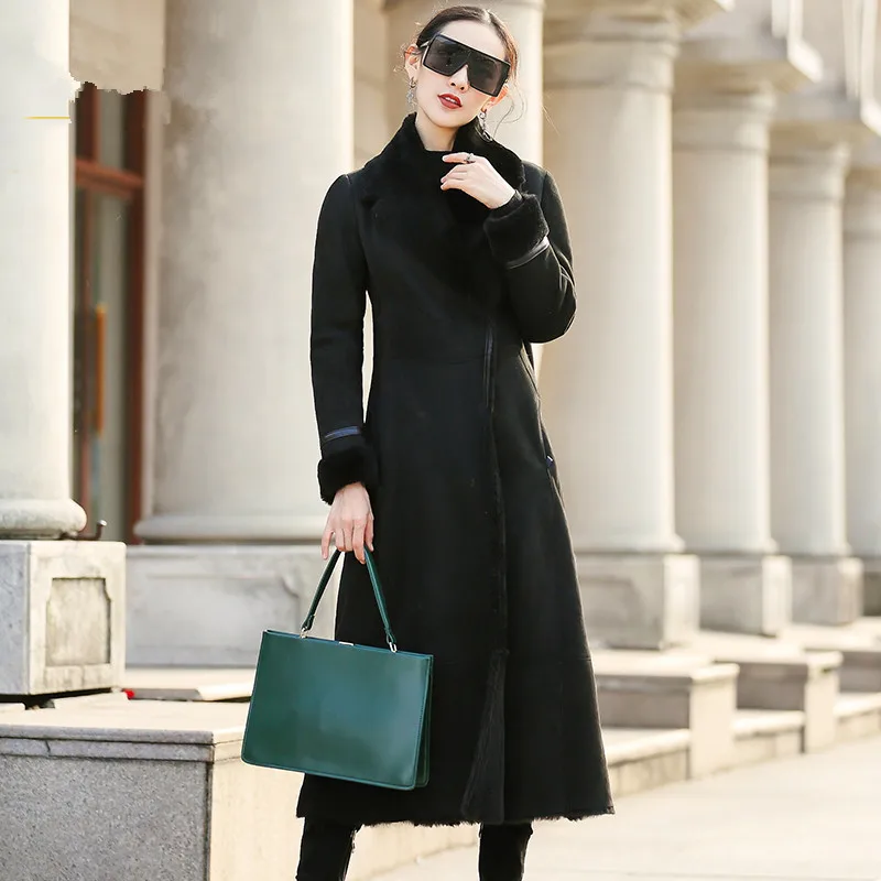 Fur Faced Double Coat Female Luxury Sheep Shearling Winter Jacket Women Genuine Leather Korean Long Coats MY s | Женская одежда