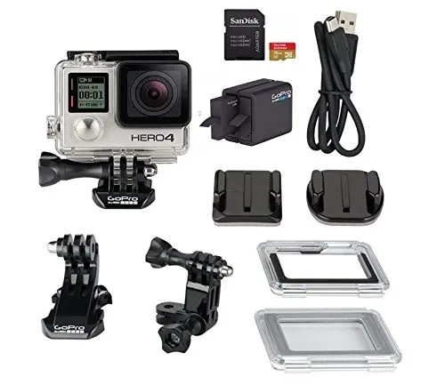 100% Original For GoPro HD Hero 4 Silver Action Camcorder with Dual Battery Charger and 16GB MicroSD