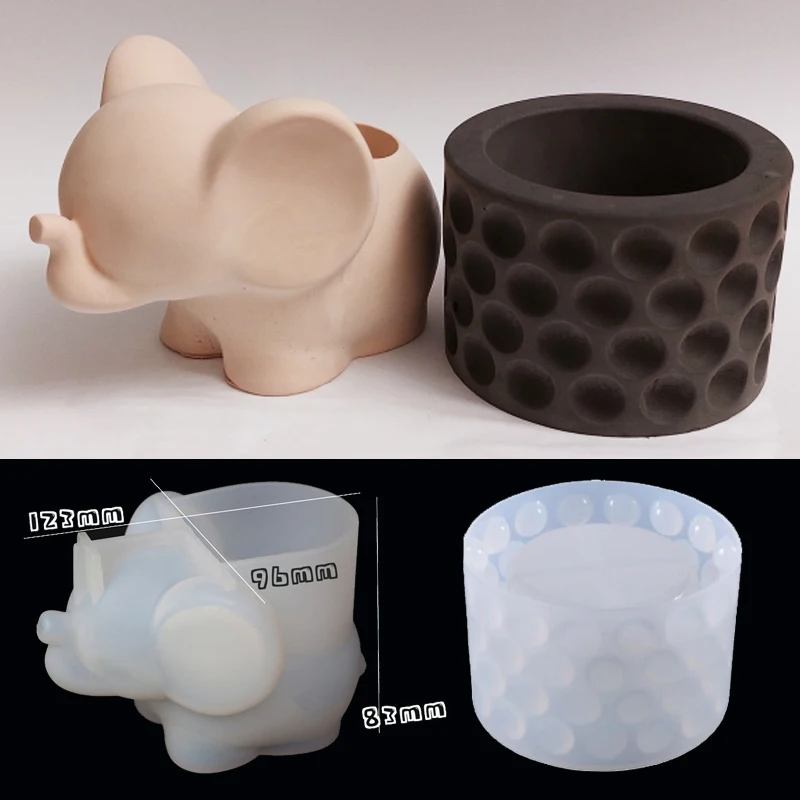 3D Cute Elephant Flowerpot Concrete Silicone Molds for Diy Handmade Uv Epoxy Plaster Home Crafts Storage Jar Resin Mould | Дом и сад
