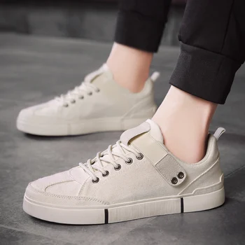 

GUDERIAN Spring Autumn Sneaker Canvas Men Shoes Lace-Up Mens Casual Shoes Breathable Flat Shoes Men Plimsolls Espadrilles